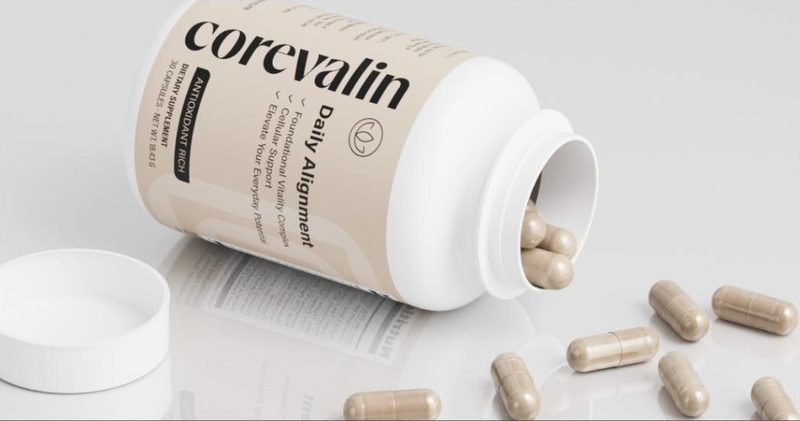 Corevalin Daily Alignment supplement bottle with capsules