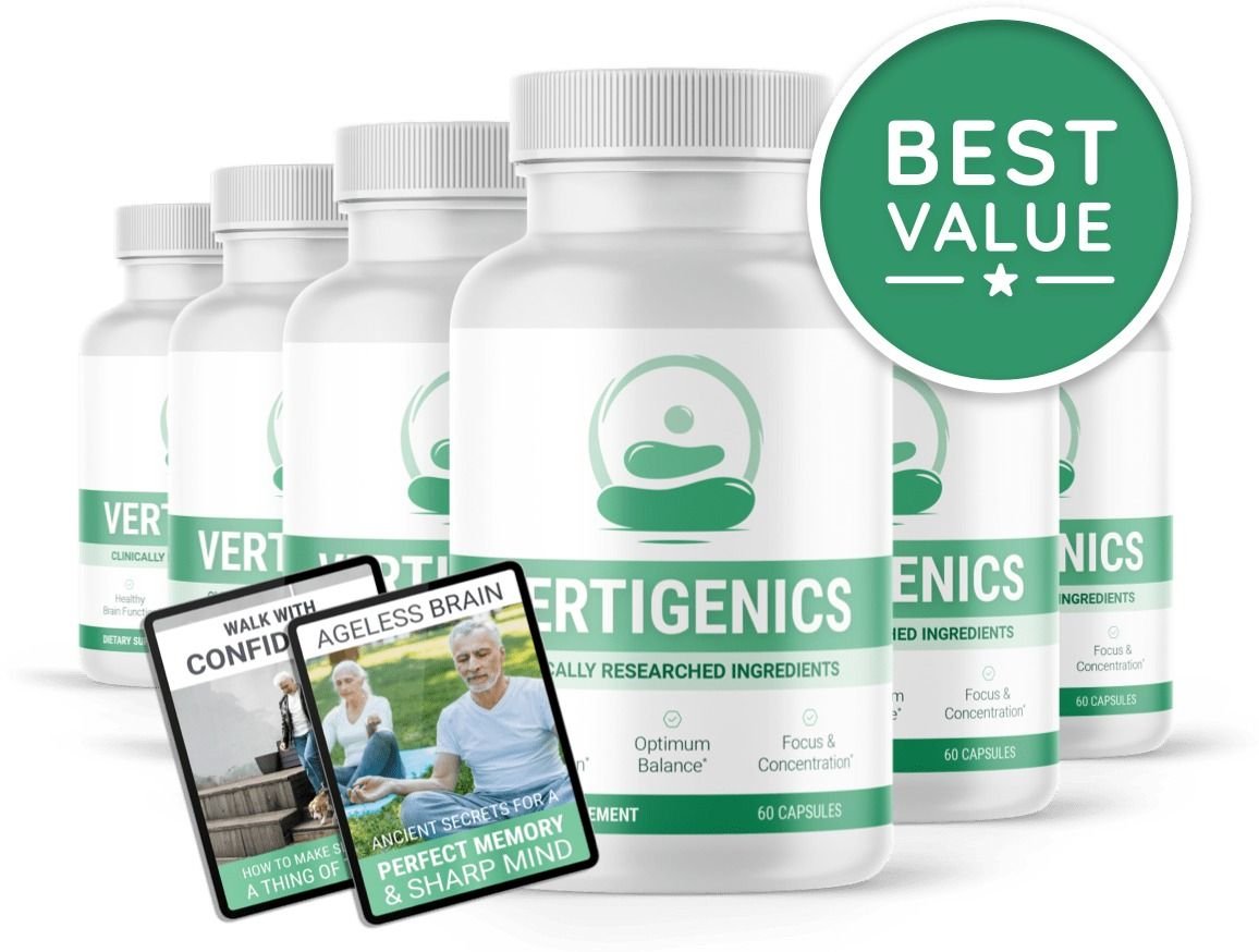 Vertigenics 6 bottle pack with 2 free bonus ebooks